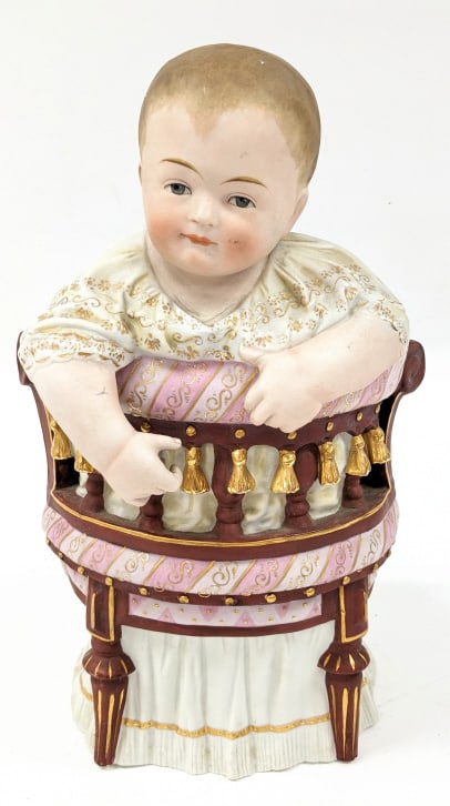 Antique Baby On Chair German Porcelain Statue (1 of 16)