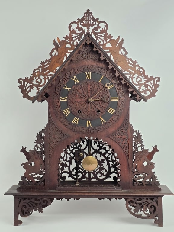 Large Antique Black Forest Mantel Clock (1 of 10)