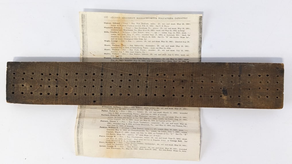 Civil War Cribbage Board Owned By A. O'Donnell (1 of 5)