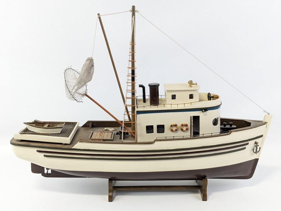 Large Hand-Crafted Fishing Boat Wood Model (1 of 12)
