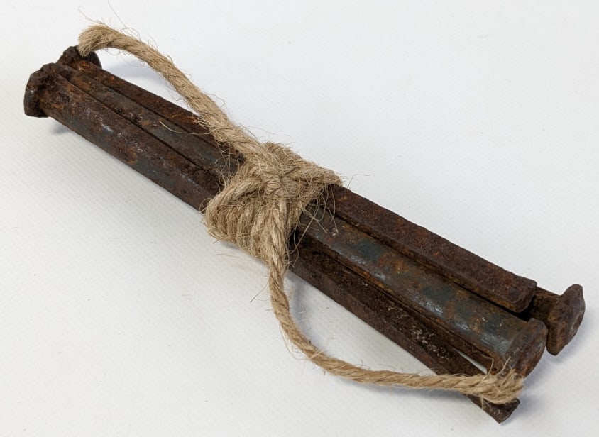 Lot Of Five 19th Century Coffin Nails: Lot of five 19th century coffin nails. The nails measure 4-1/4" long and have some surface rust.