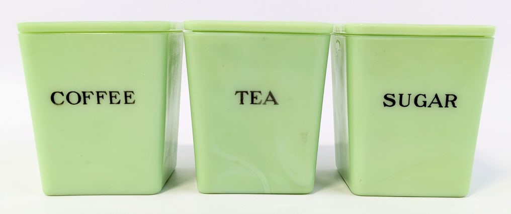 3 Pc Original 1930's Jadeite Kitchen Canister Set (1 of 8)