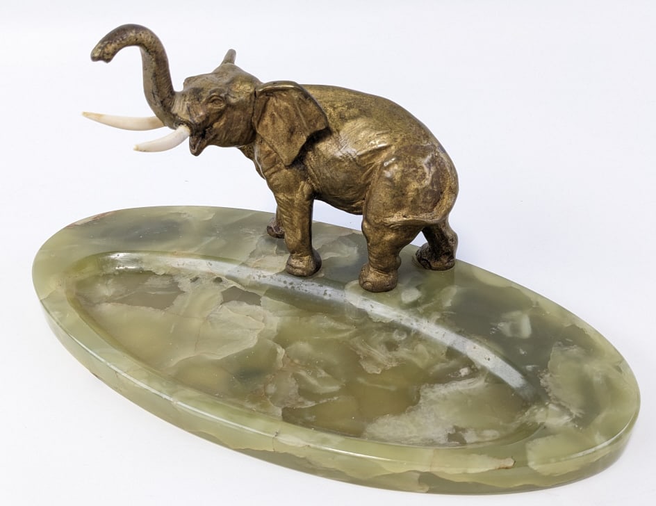 Antique Austrian Bronze & Onyx Elephant Valet Tray (1 of 11)