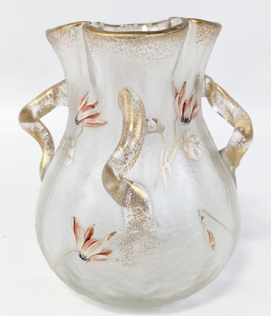 Antique French Mont Joye Enameled Glass Vase (1 of 8)