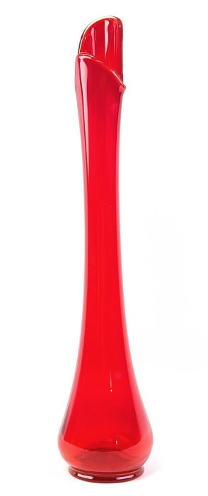 Vintage MCM LE Smith 23-1/4" Ruby Red Swung Vase (1 of 5)