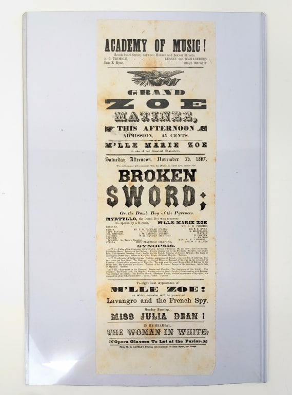 1867 Grand Zoe Matinee Broadside Poster (1 of 4)