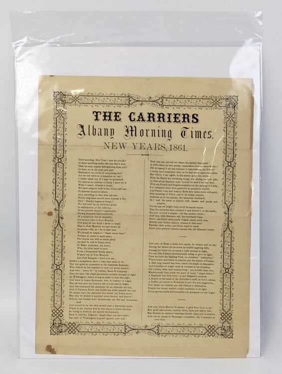 New Years 1861 Albany Morning News Broadside (1 of 3)