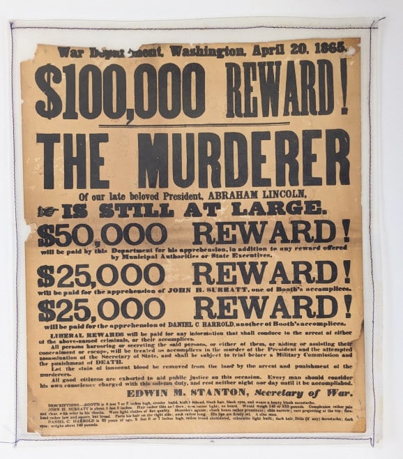 Early Abraham Lincoln Assassination Wanted Poster (1 of 9)
