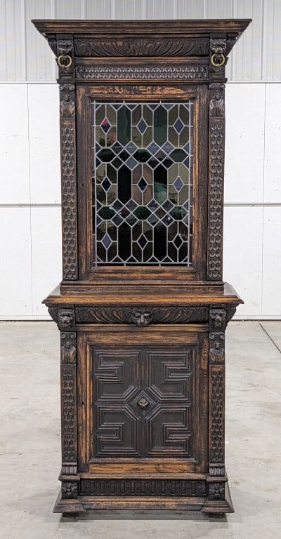 Jacobean Gothic Revival Stained Glass Bookcase (1 of 16)