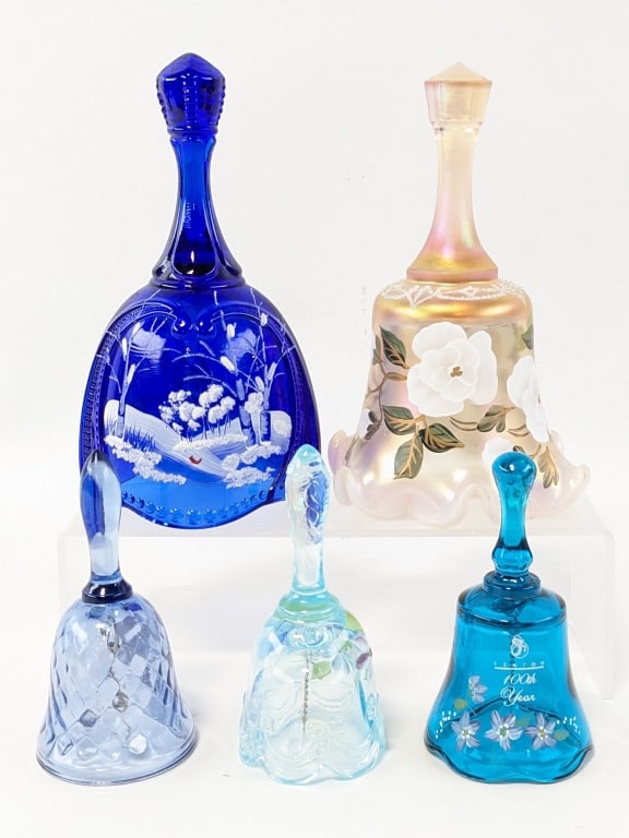 Lot Of Five Hand-Painted Fenton Art Glass Bells (1 of 11)