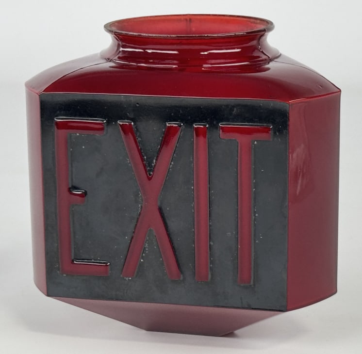 Vintage Embossed Red Glass Exit Globe (1 of 6)