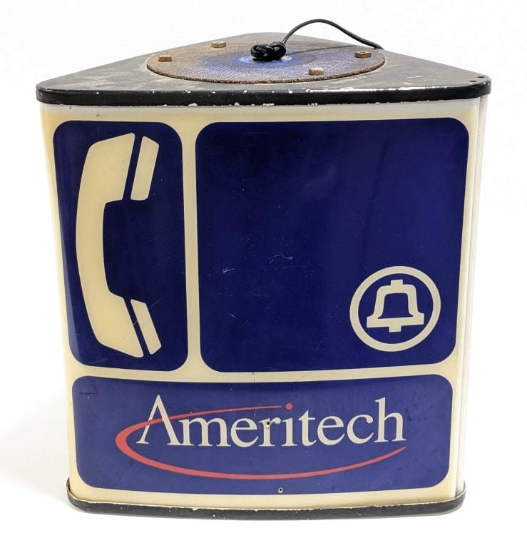 Vintage 3-Sided Ameritech Pay Phone Hanging Lamp (1 of 12)