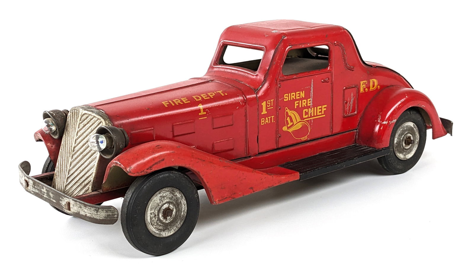 Marx Windup Fire Chief Car w/ Headlights (1 of 10)