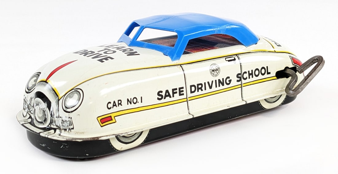Marx Tin Windup Learn To Drive Safe Driving School Car - Blue Roof (1 of 9)