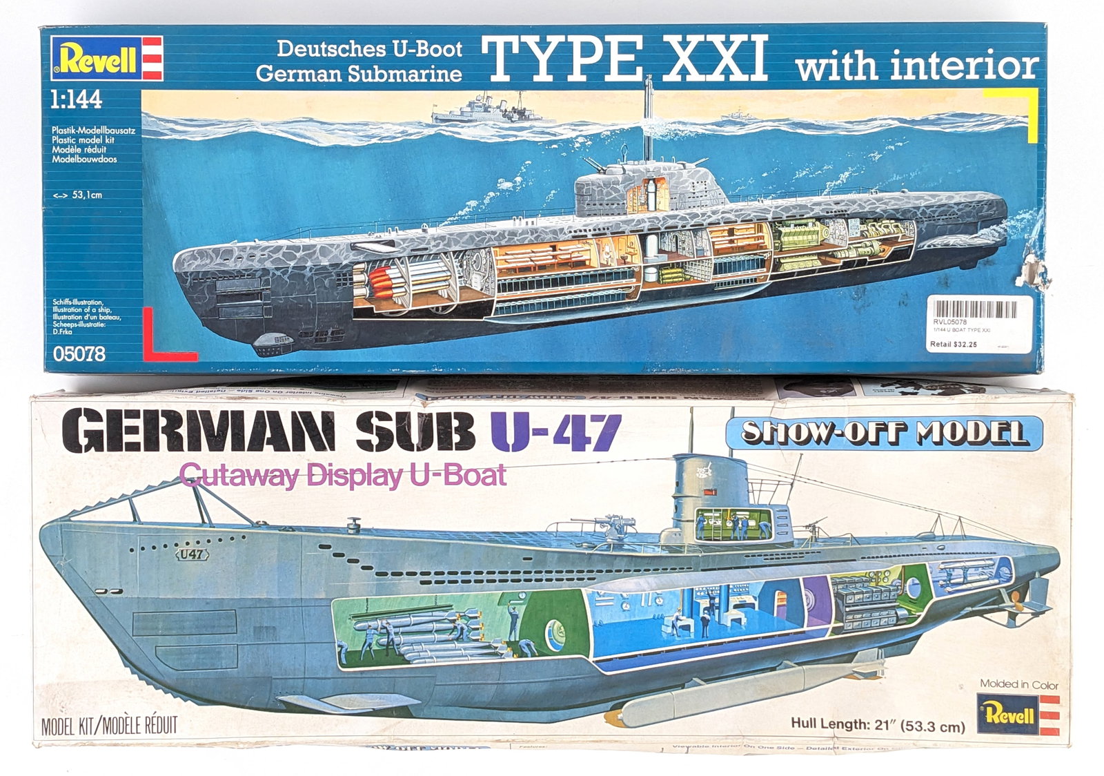 Revell German Sub U-47 and German Type XXI Submarine Model Kits (1 of 17)