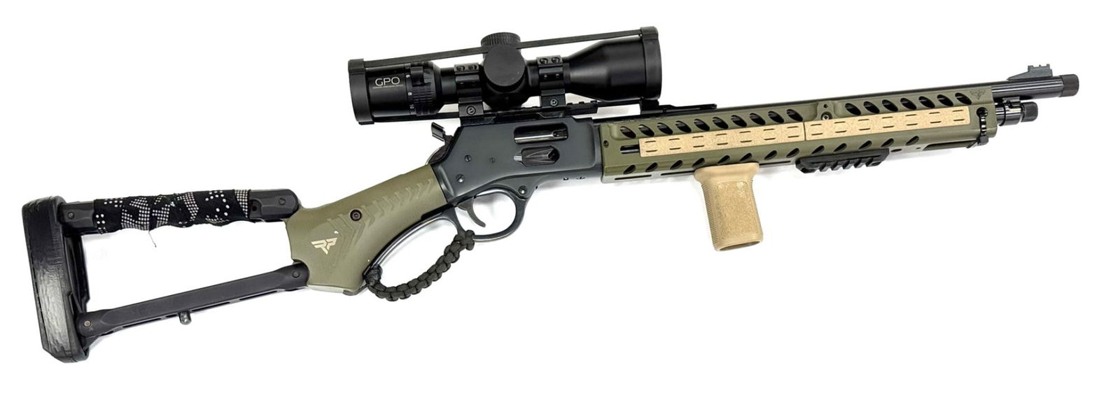 Henry Model H012MX .357 Mag / 38 SPL Lever Action Rifle with Scope & Laser: Henry Model H012MX .357 Mag / 38 SPL Lever Action Rifle with Scope & Laser.? The Henry Repeating Arms Lever Action Rifle is in very nice used to like new condition.? Barrel measures 17.5 inches in len