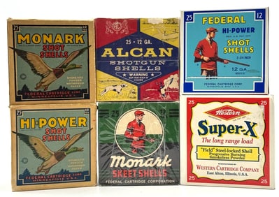 (6) Federal, Alcan, Monark and Western .12 Ga Shotgun Ammo