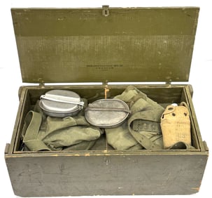 WW II US Wooden Foot Locker with Military Issued Contents