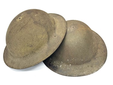 (2) WW I US M1917 Doughboy Brodie Helmets