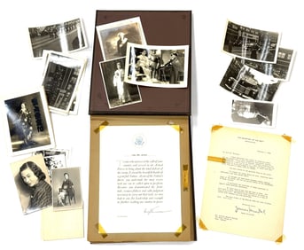 WW II American Soldier's Scrapbook Containing Photo's & Money