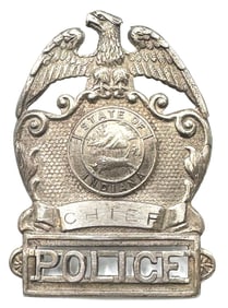Obsolete State of Indiana Police Chief Hat Badge