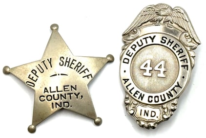 (2) Obsolete Allen County Indiana Deputy Sheriff Badges