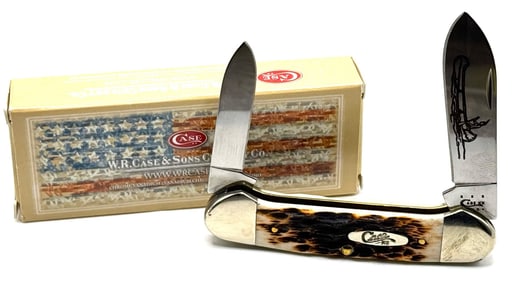 2014 Case XX Amber Jigged Bone Canoe Knife 62131 CV