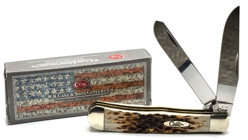 2014 Case XX Jigged Amber Bone Trapper Knife 6254 SS