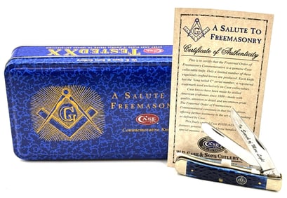 2014 Case XX Jigged Blue Bone Trapper Knife "A Salute to Freemasonry" 6254 SS
