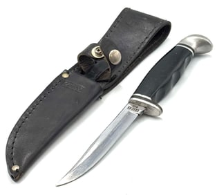 1965-1969 Case XX Black 2 FINN Fixed Blade Knife with Sheath