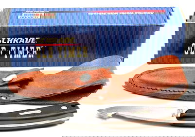 Schrade Old Timer 158OT Guthook Skinner Fixed Blade Knife w Leather Sheath USA NIB