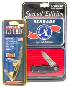 Schrade Special Edition SLW2CPT & Schrade 1080 Junior Pocket Knifes NIB