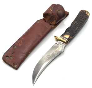 Schrade U.S.A. 498 Fixed Blade Hunting Knife with Leather Sheath