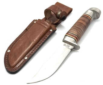 Western Model 66 Fixed Blade Hunting Knife with Leather Sheath