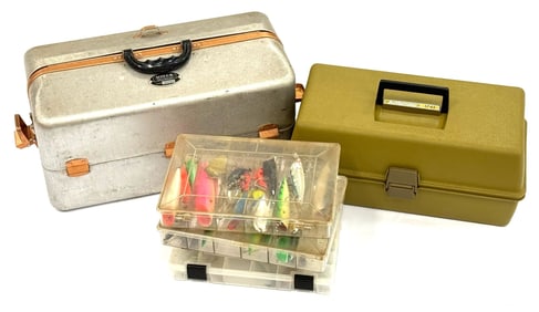 Tackle Boxes Containing Panfish & Salmon Fishing Lures