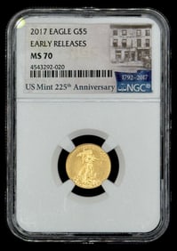 2017 U.S. Eagle Liberty $5 1/10oz Fine Gold Coin NGC MS 70