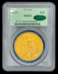 1924 $20 St Gauden Gold Double Eagle PCGS MS-60
