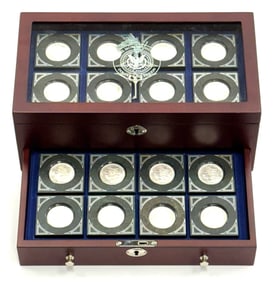 16pc U.S. Morgan Silver Dollar Collection in Display Case