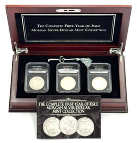 3pc U.S. Morgan Silver Dollar Complete 1st Year of Issue Mint Collection