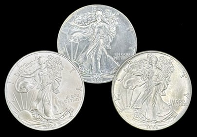(3) U.S. American Silver Eagle Dollars