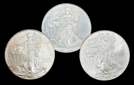 (3) U.S. American Silver Eagle Dollars