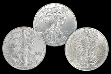 (3) U.S. American Silver Eagle Dollars