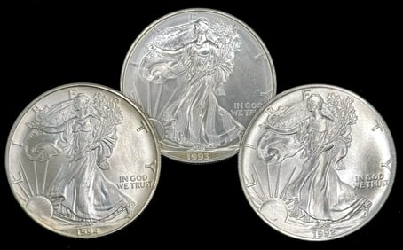 (3) U.S. American Silver Eagle Dollars