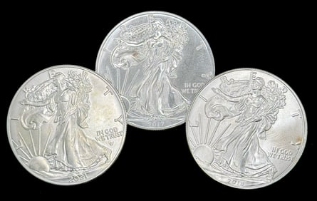 (3) U.S. American Silver Eagle Dollars