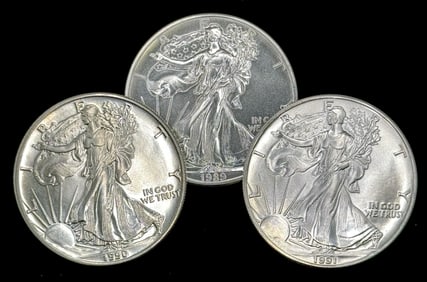 (3) U.S. American Silver Eagle Dollars