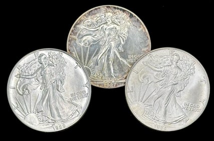 (3) U.S. American Silver Eagle Dollars