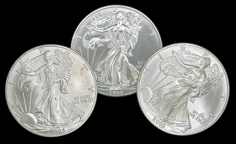 (3) U.S. American Silver Eagle Dollars
