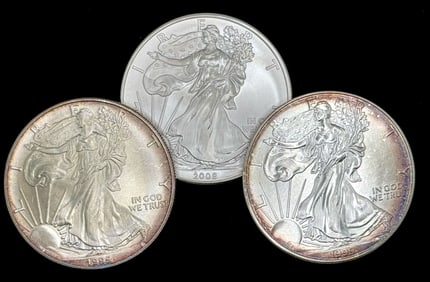 (3) U.S. American Silver Eagle Dollars