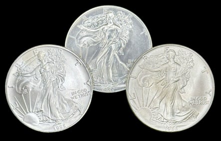 (3) U.S. American Silver Eagle Dollars