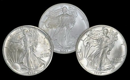 (3) U.S. American Silver Eagle Dollars